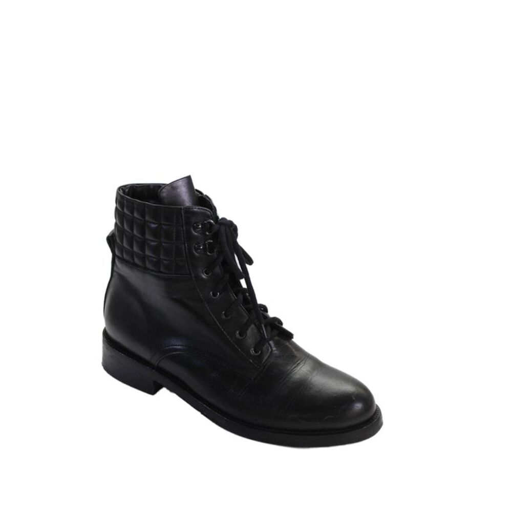Napoleoni Leather Laced Zippered  Combat Boots Black Size 9